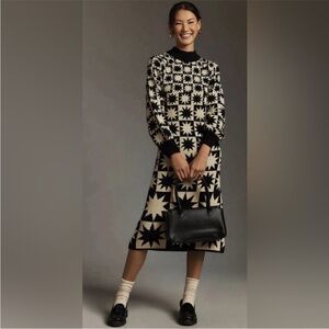 NWT Farm Rio Long Sleeve Mock Neck A-Line Midi Dress Size Small